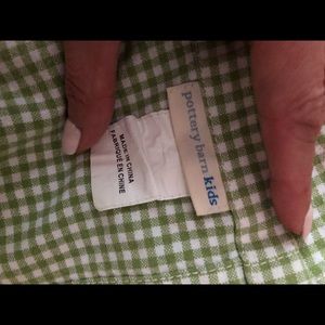 Pottery Barn Kids Green Gingham Shower Curtain